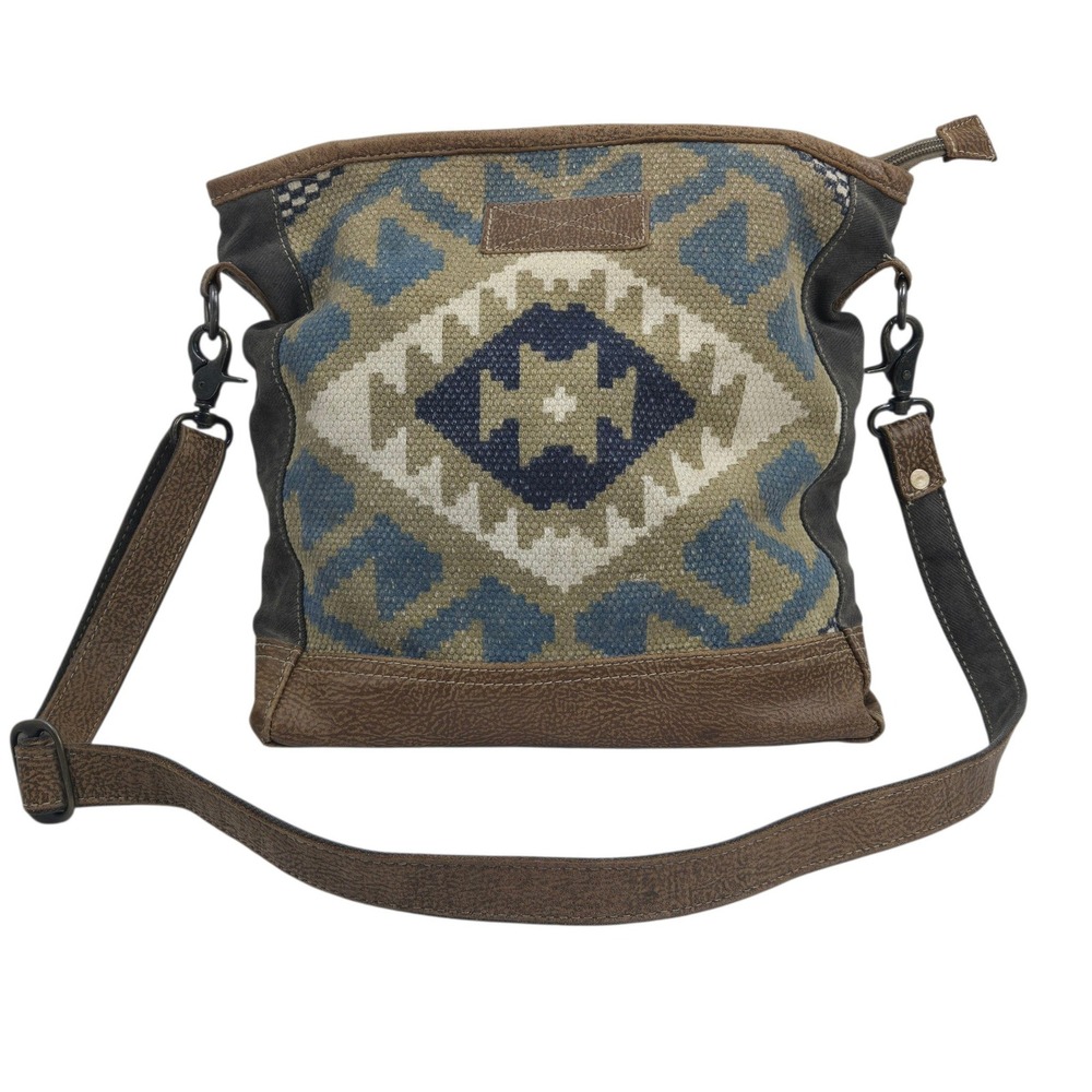 Myra Bag Blueprint Crossbody Indigo Craft Shoulder Southwest Canvas Leather Boho